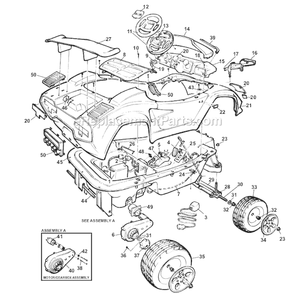 Page A Diagram and Parts List for 78660-9993  Power Wheels Ride-On Cars